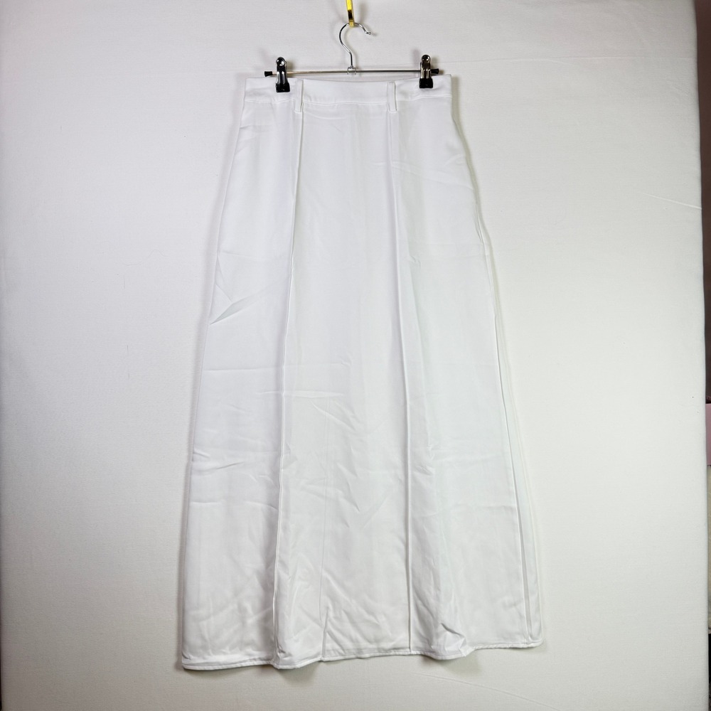 White High Waisted A-Line Maxi Skirt S